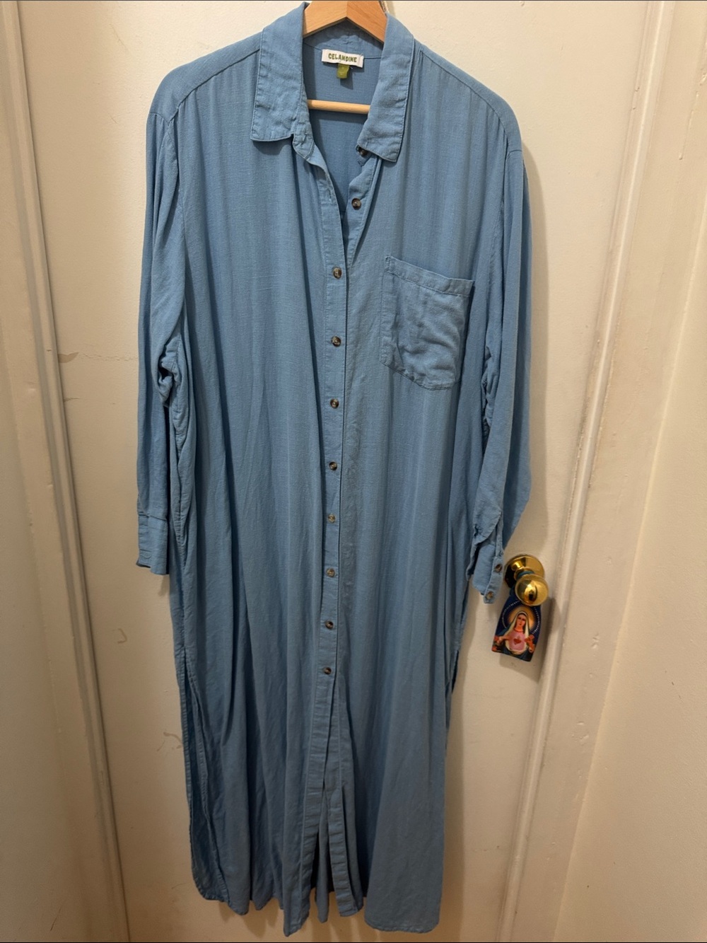 Anthology Oversized Linen Button Front Maxi Dress
